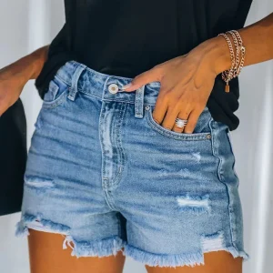 Shorts en jean déchirés décontractés pour femmes