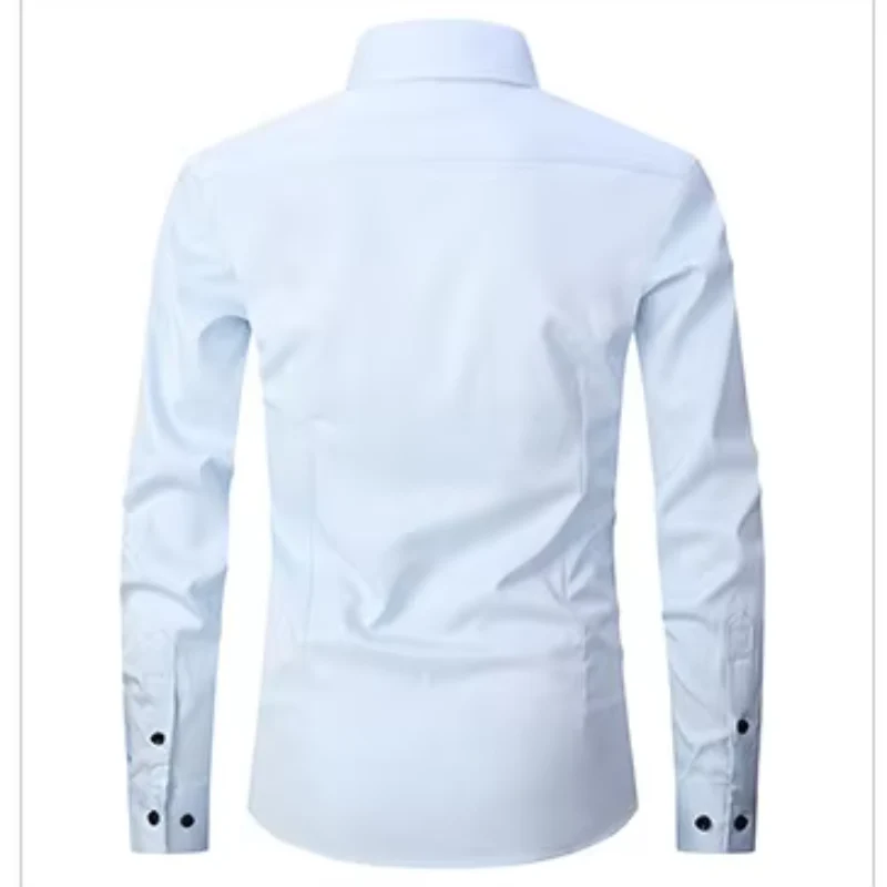 Camisole de corte masculine slim avec boutons de contraste et mangas largas – Image 3