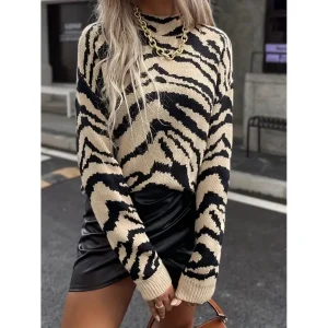 Pull tendance à imprimé zébré pour femmes - Bianca