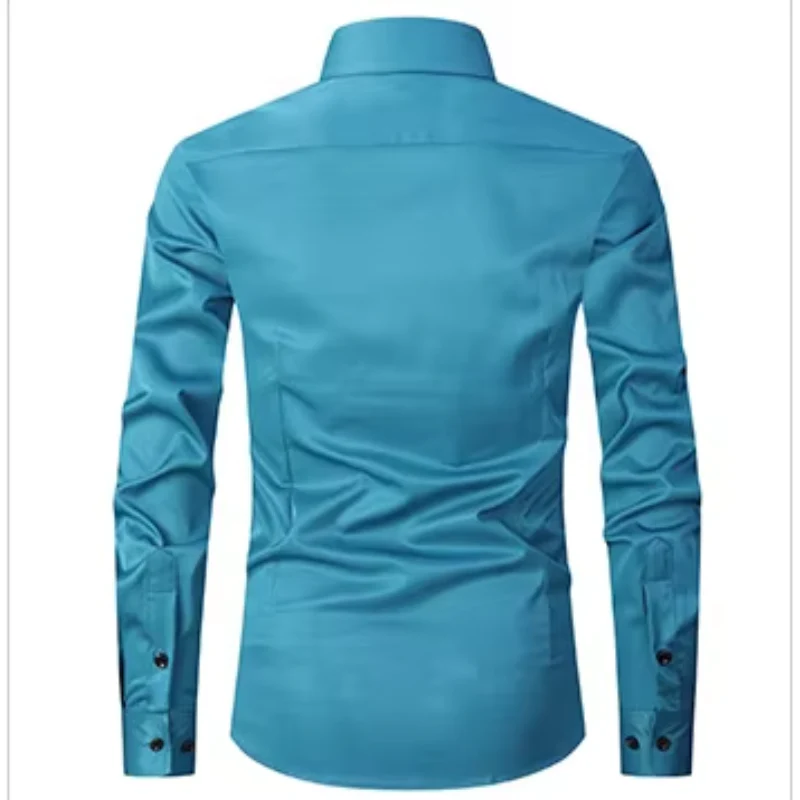 Camisole de corte masculine slim avec boutons de contraste et mangas largas – Image 6