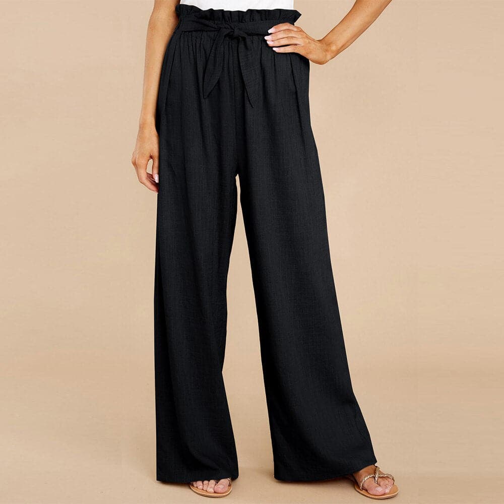 Pantalon à jambe large élégant avec ceinture souple confortable pour femmes – Image 6