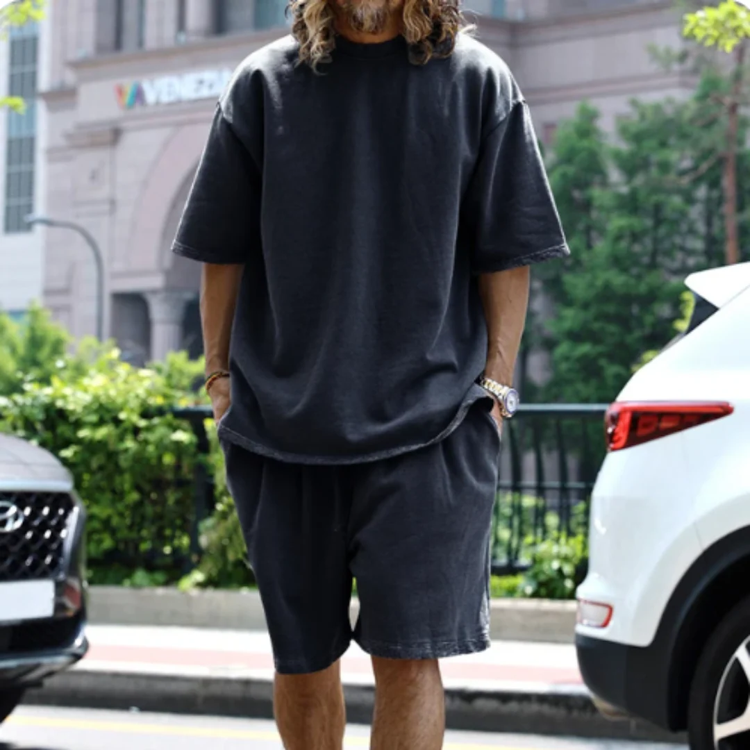 Mees | Ensemble deux pièces confortable et surdimensionné pour hommes en été – Image 8