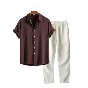 Philip | Elegant Linen Set with Stylish Polo and Comfortable Trousers (Ensemble de lin élégant avec polo stylé et pantalon confortable)