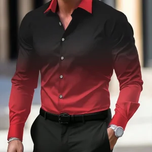 Camisole pour homme à la coupe gradient slim fit avec maniche lunghe et chiusura a bottoni