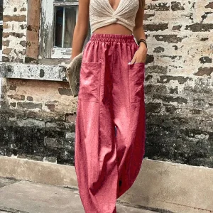 Pantalon élégant à taille haute pour femme - Coupe ample pour un look élégant