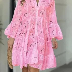 Robe d'été chic et confortable à col en V pour femmes