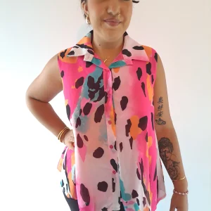 Chemise Rose Imprimé  Sans Manches