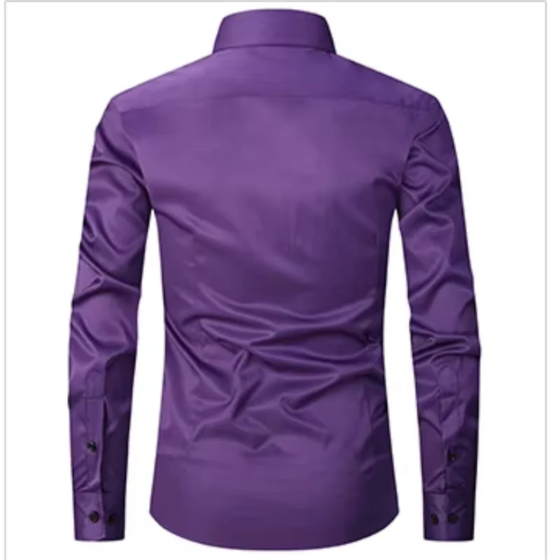 Camisole de corte masculine slim avec boutons de contraste et mangas largas – Image 7