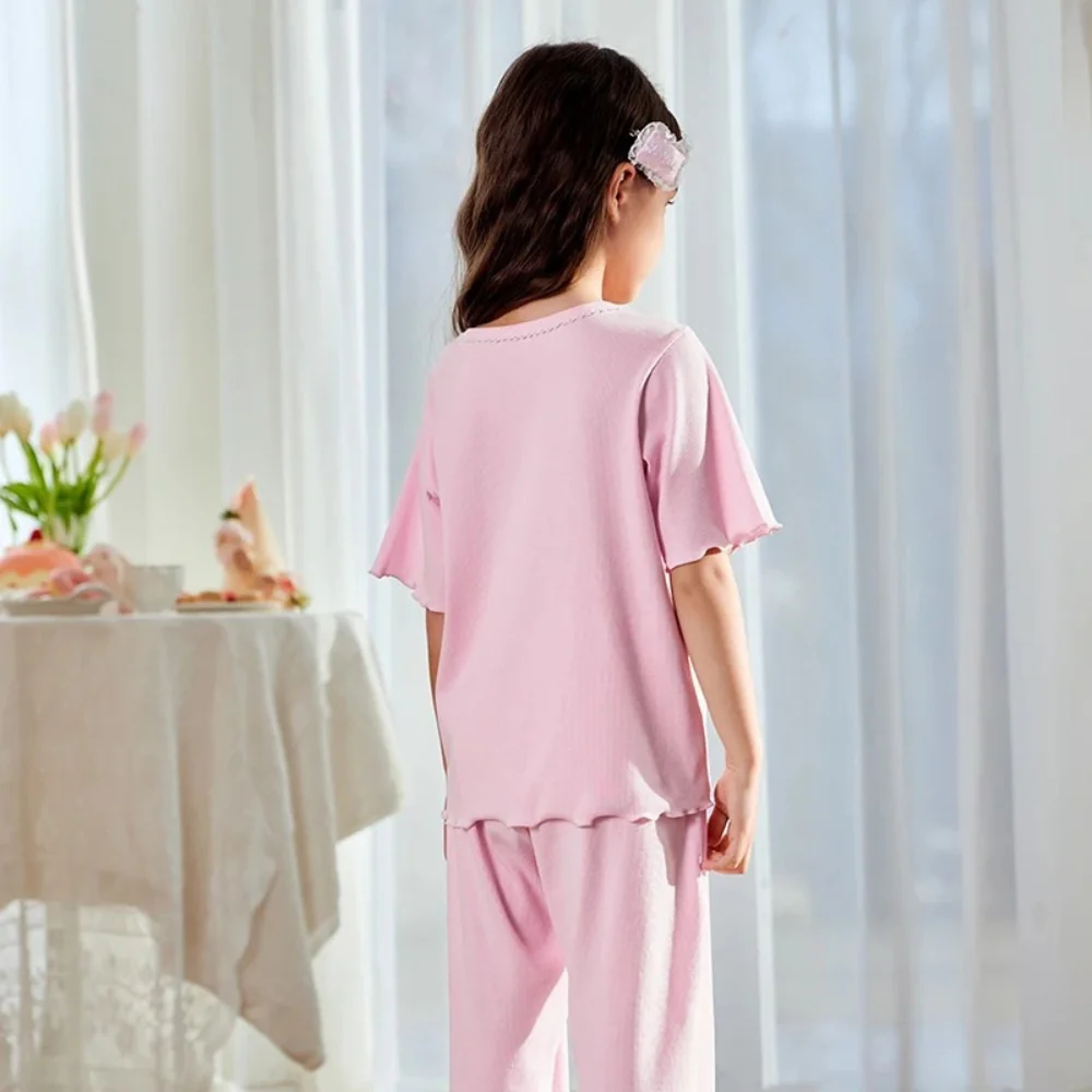 Pyjama Enfant Fille – Ensemble Coton Extensible Col Rond – Image 4