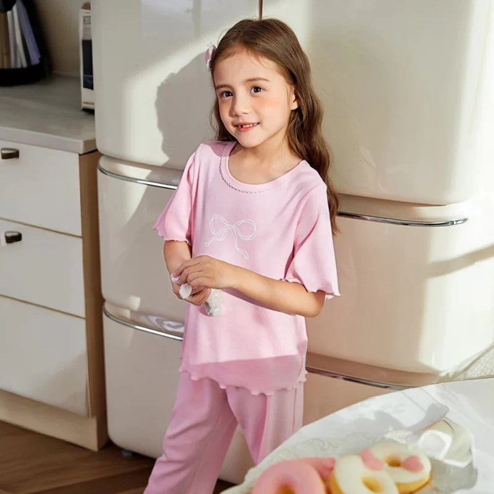 Pyjama Enfant Fille – Ensemble Coton Extensible Col Rond – Image 2