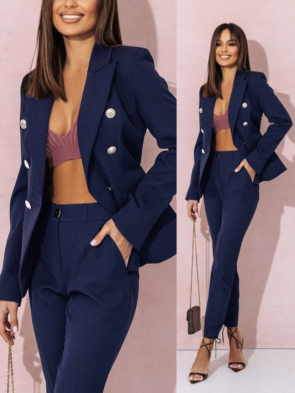 Naomi - Robe midi chic avec une élégante encolure en V pour un look élégant – Image 9
