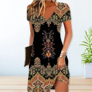 Robe d'Été à Manches Courtes - Tissu Légère en Coton pour un Style Décontracté Féminin