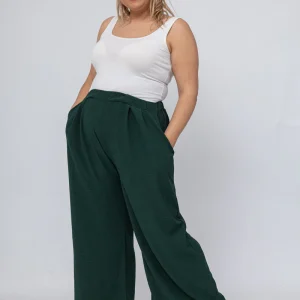 Pantalon Fluide Vert Bouteille Grande Taille