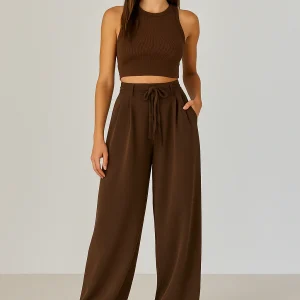 Stefania - Pantalon taille haute avec jambes larges