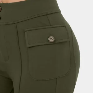 Pantalon cargo décontracté à taille haute pour femmes, élégant et pratique, avec poches boutonnées - parfait pour la vie de tous les jours