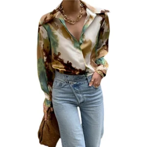 Haut ample à manches longues et imprimé