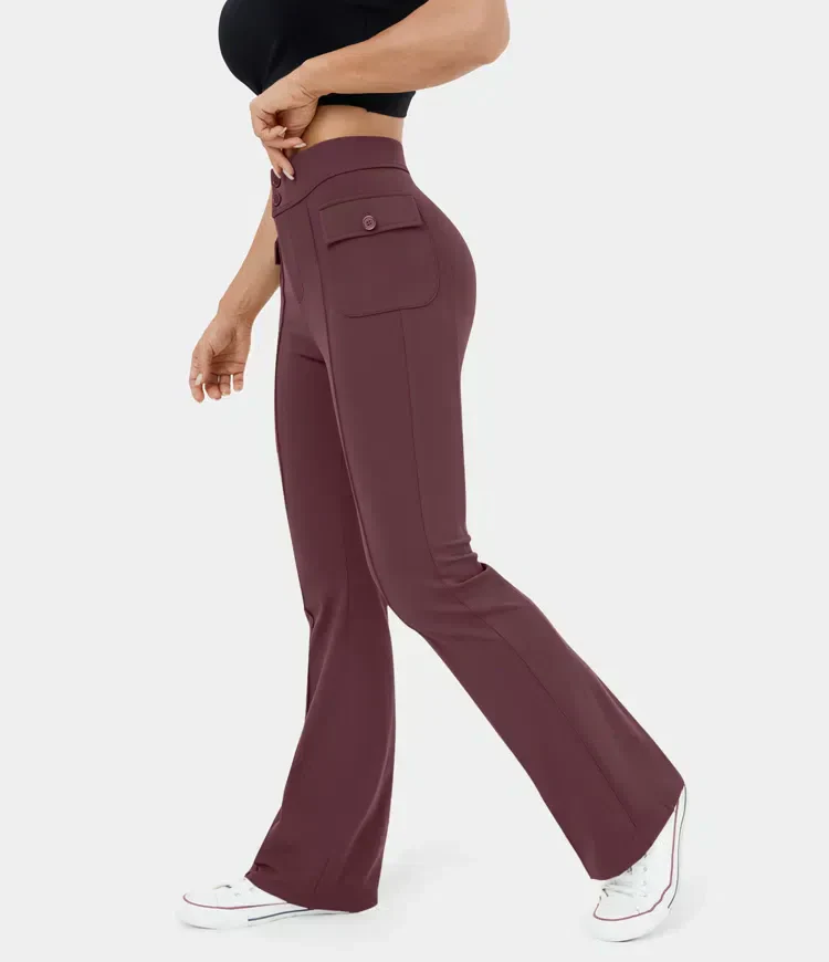 Pantalon cargo décontracté à taille haute pour femmes, élégant et pratique, avec poches boutonnées - parfait pour la vie de tous les jours – Image 9
