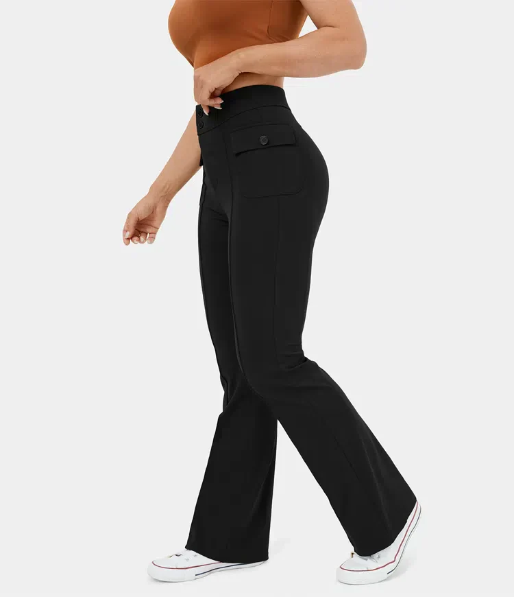 Pantalon cargo décontracté à taille haute pour femmes, élégant et pratique, avec poches boutonnées - parfait pour la vie de tous les jours – Image 8