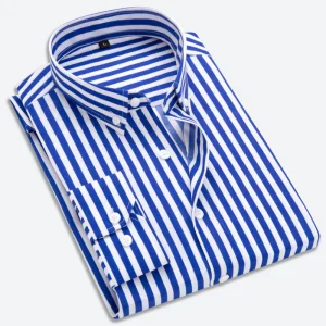 Camisole pour homme - Manga larga - Corte clásico - Rayas - Puños de botones - Formalidad empresarial