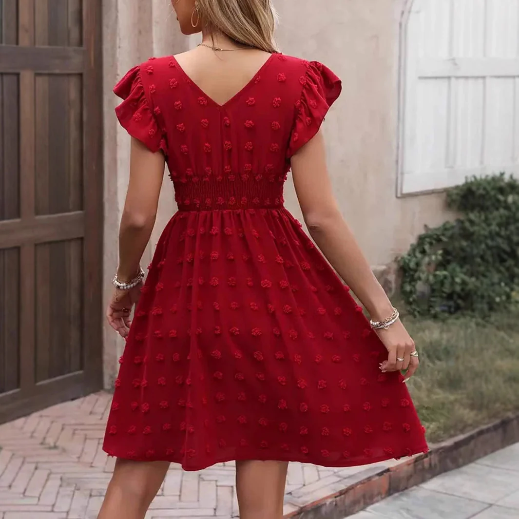 Robe Jacquard à Manches Volantées – Image 2