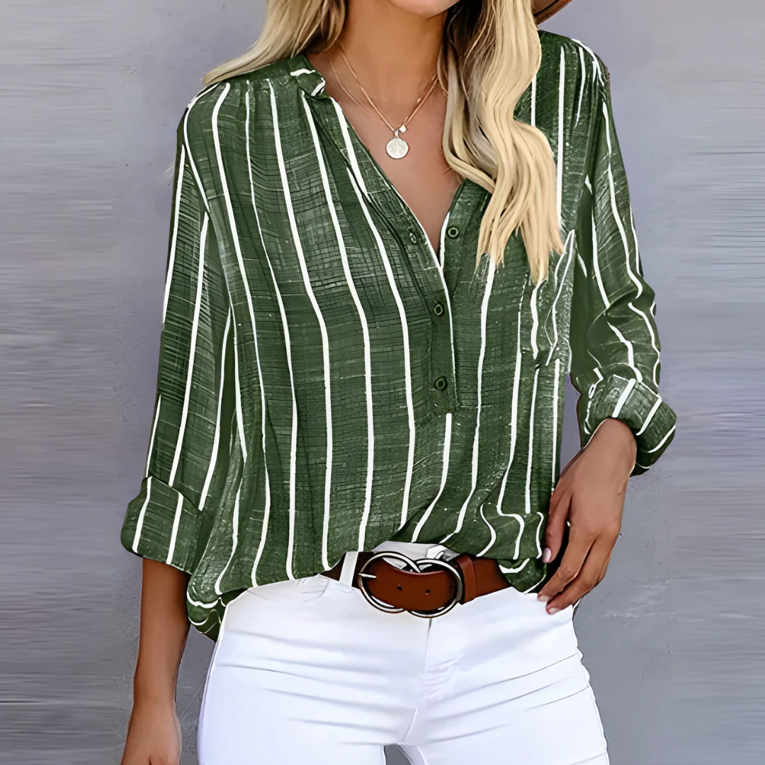 Elégante blouse rayée à manches longues pour femmes, parfait top stylé – Image 4