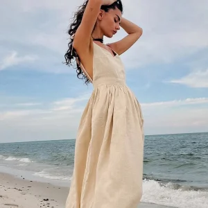 Elégante robe de plage en lin vintage - Kira pour un look d'été élégant