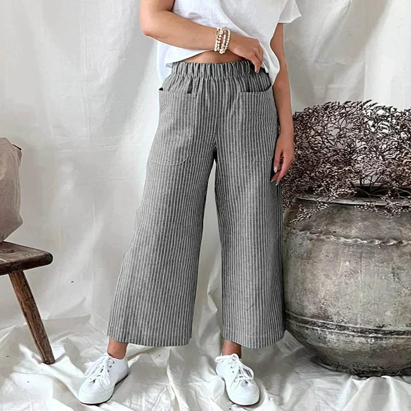 Pantalon à jambe large pour femme - coupe confortable et élégante en coton léger pour un plaisir quotidien sans effort. – Image 6