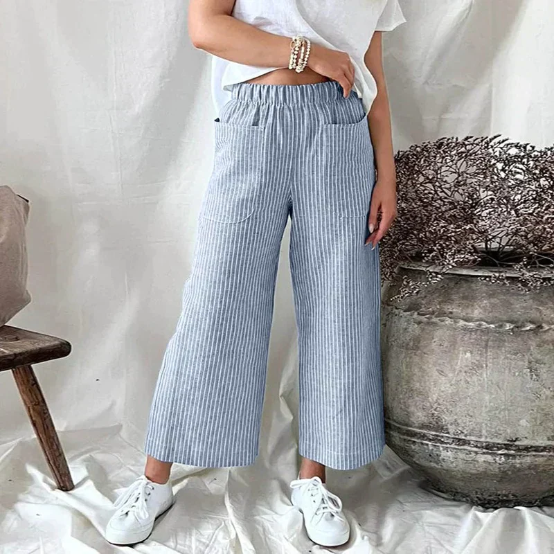Pantalon à jambe large pour femme - coupe confortable et élégante en coton léger pour un plaisir quotidien sans effort. – Image 4