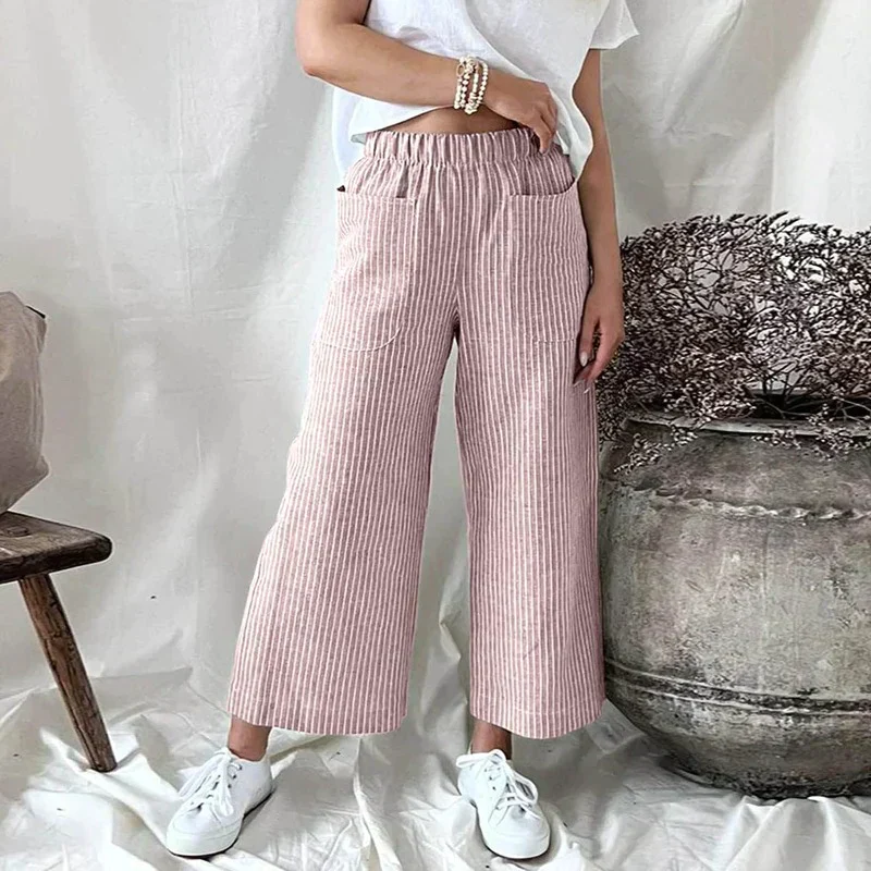 Pantalon à jambe large pour femme - coupe confortable et élégante en coton léger pour un plaisir quotidien sans effort.