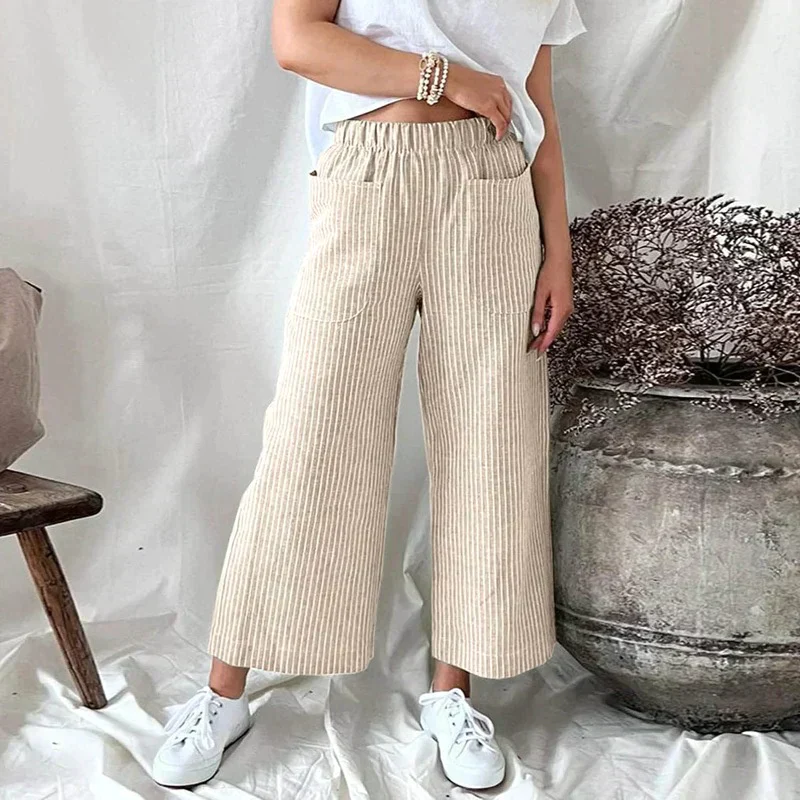 Pantalon à jambe large pour femme - coupe confortable et élégante en coton léger pour un plaisir quotidien sans effort. – Image 5