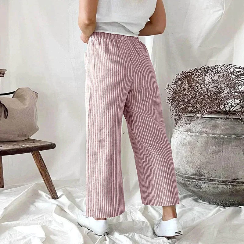 Pantalon à jambe large pour femme - coupe confortable et élégante en coton léger pour un plaisir quotidien sans effort. – Image 2