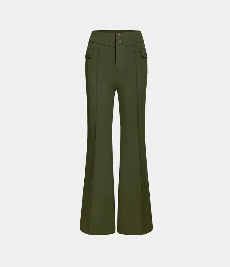 Pantalon cargo décontracté à taille haute pour femmes, élégant et pratique, avec poches boutonnées - parfait pour la vie de tous les jours – Image 3