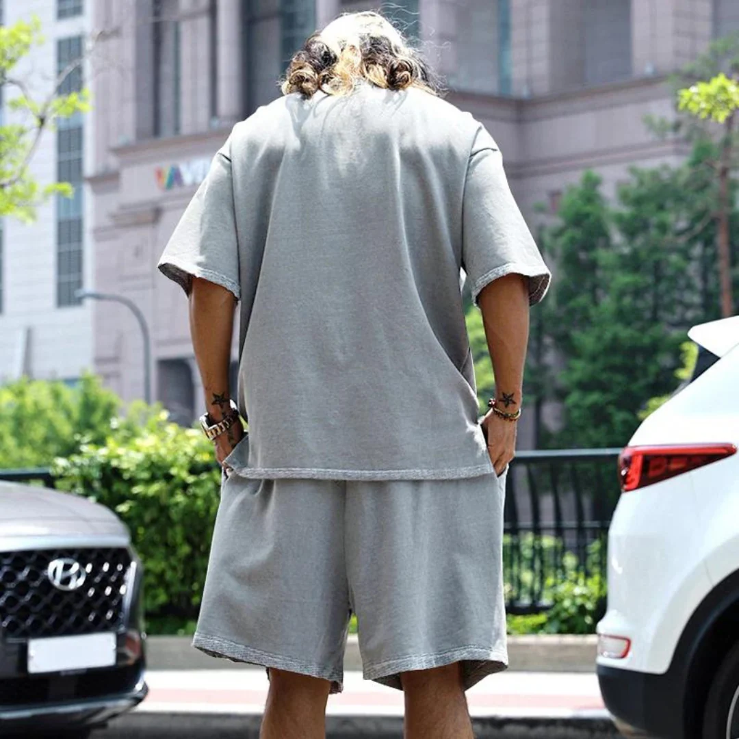 Mees | Ensemble deux pièces confortable et surdimensionné pour hommes en été – Image 3