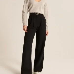 Pantalon féminin élégant à haute assise avec ceinture - Parfait pour les styles décontracté et professionnel