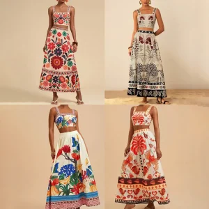 Set Féminin Élégant – Top Court & Jupe Imprimée