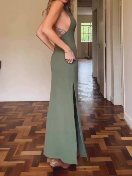 Robe Maxi Femme – Style Halter & Fente – Image 5