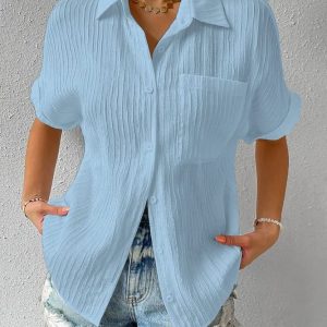 Chemisier élégant à manches courtes pour femmes - Top stylé parfait pour les occasions décontractées