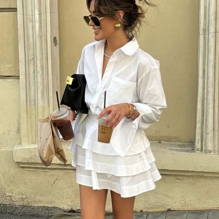 Ensemble Chic Femme – Chemise & Jupe Courte