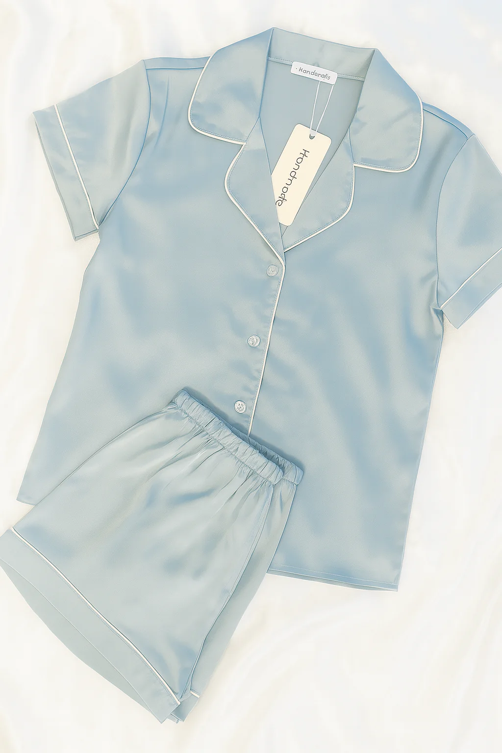 Pyjama femme personnalisé avec short – Satin doux, broderie prénom, cadeau cocooning – Image 3