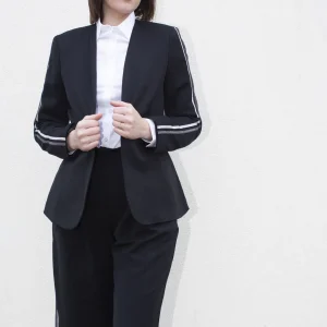 Veste noire slim avec bandes