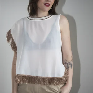 Top transparent à franges