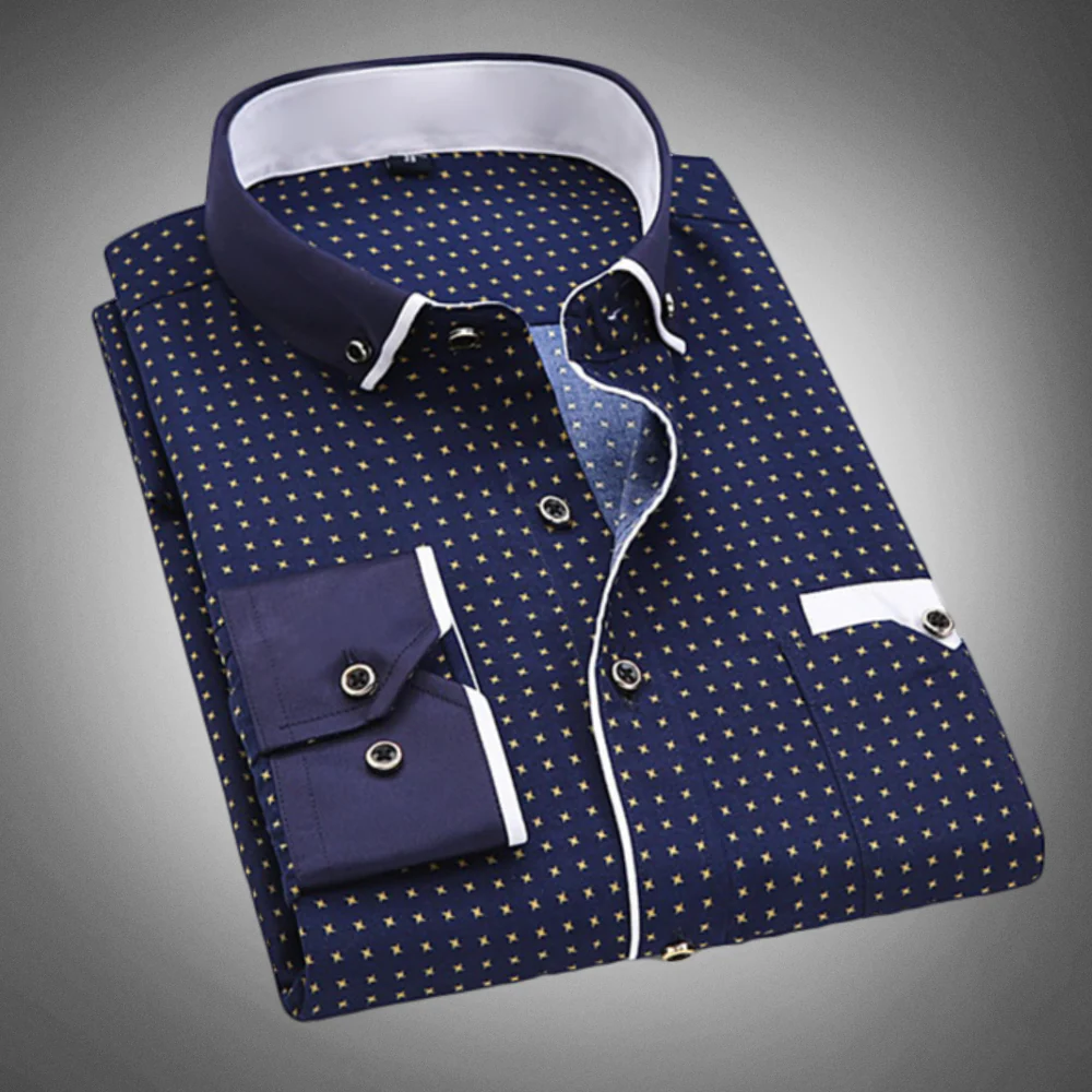 Chemisier d'affaires pour hommes avec un poids important, des contrastes et des coupes, des poignées - parfait pour les commandes formelles. – Image 5