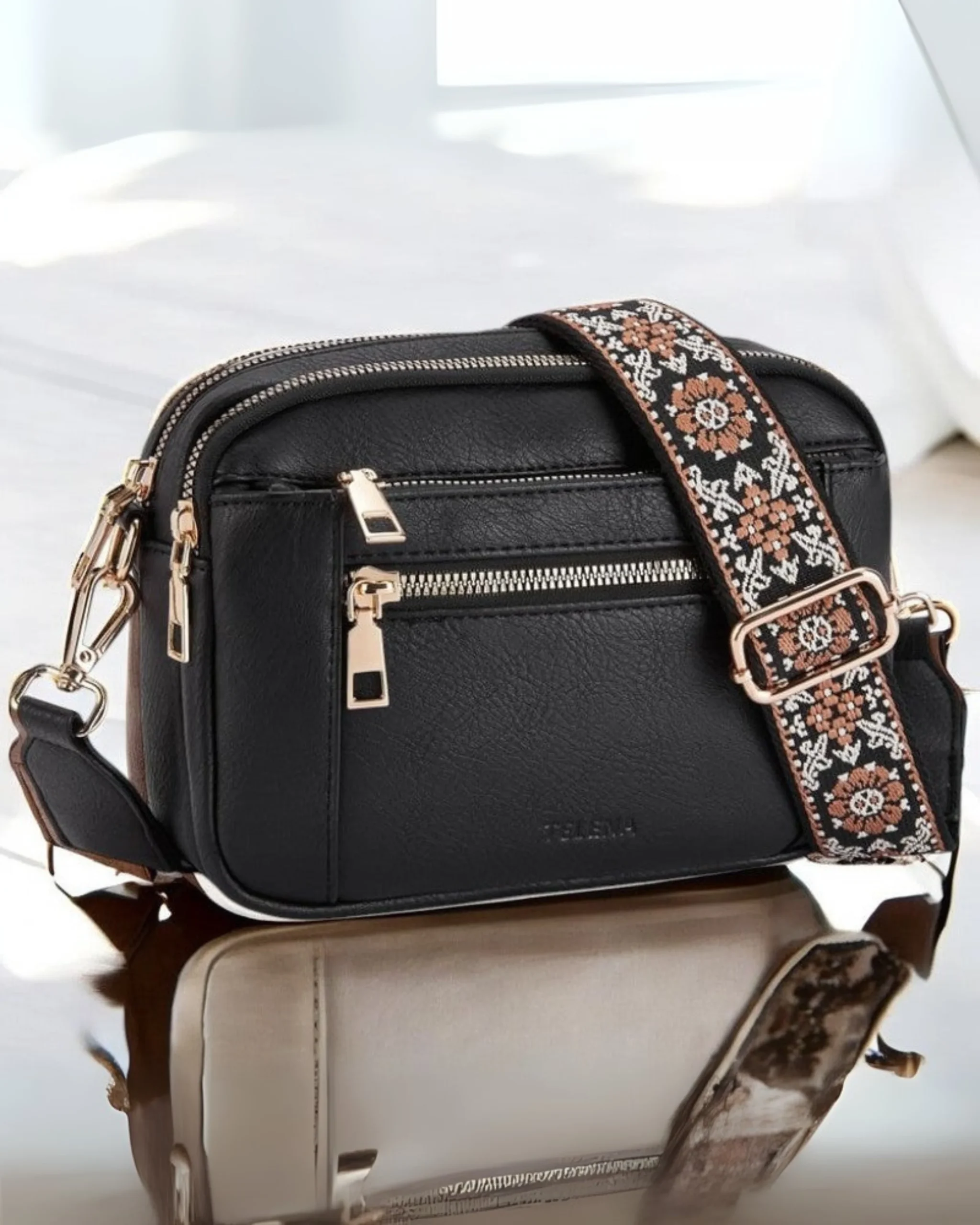 Camille | Sac à Bandoulière en Cuir Élégant pour Femme avec Compartiments Pratiques – Image 4