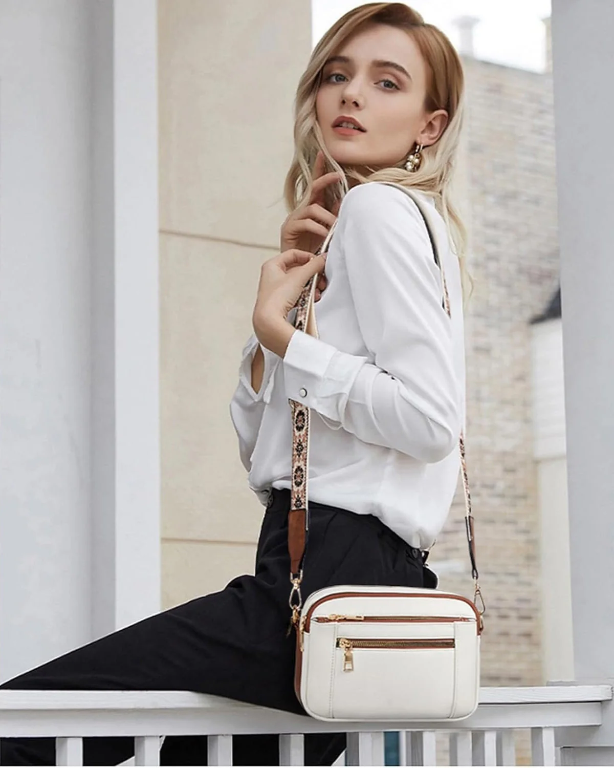 Camille | Sac à Bandoulière en Cuir Élégant pour Femme avec Compartiments Pratiques – Image 7