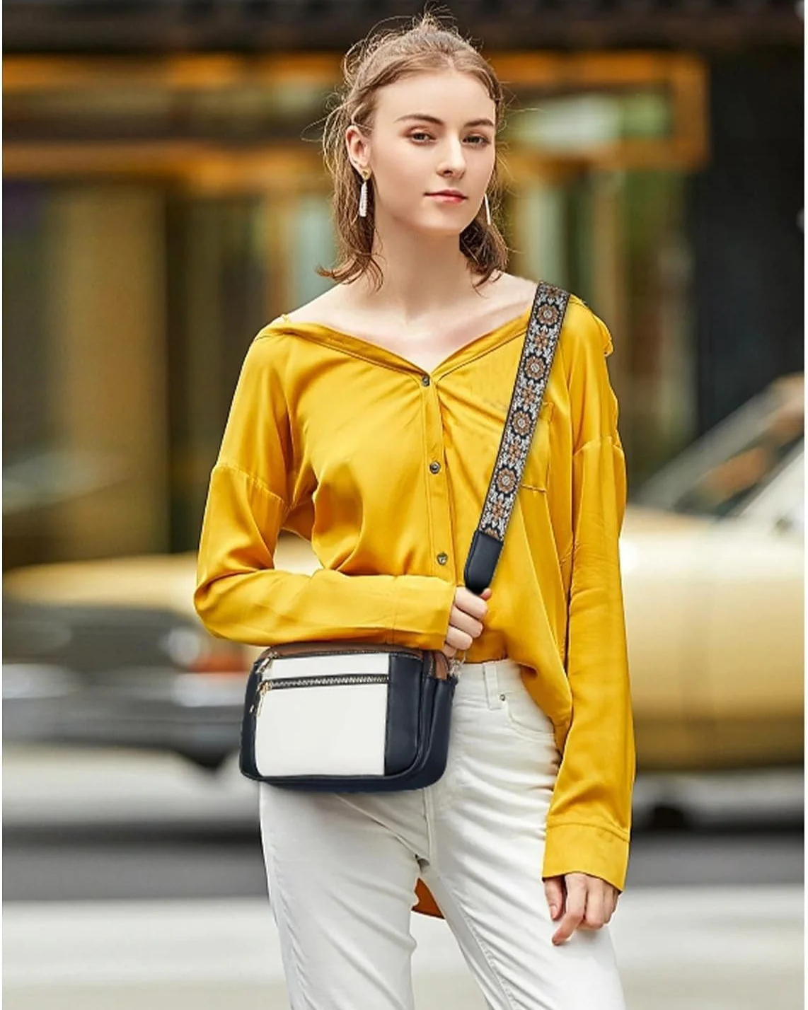 Camille | Sac à Bandoulière en Cuir Élégant pour Femme avec Compartiments Pratiques – Image 9