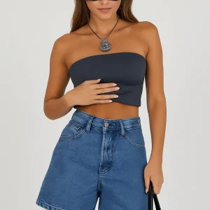 Short en Jean pour Femmes - Coupe Mid-Rise Décontractée - Poches Multiples - Fermeture à Bouton - Style Casual