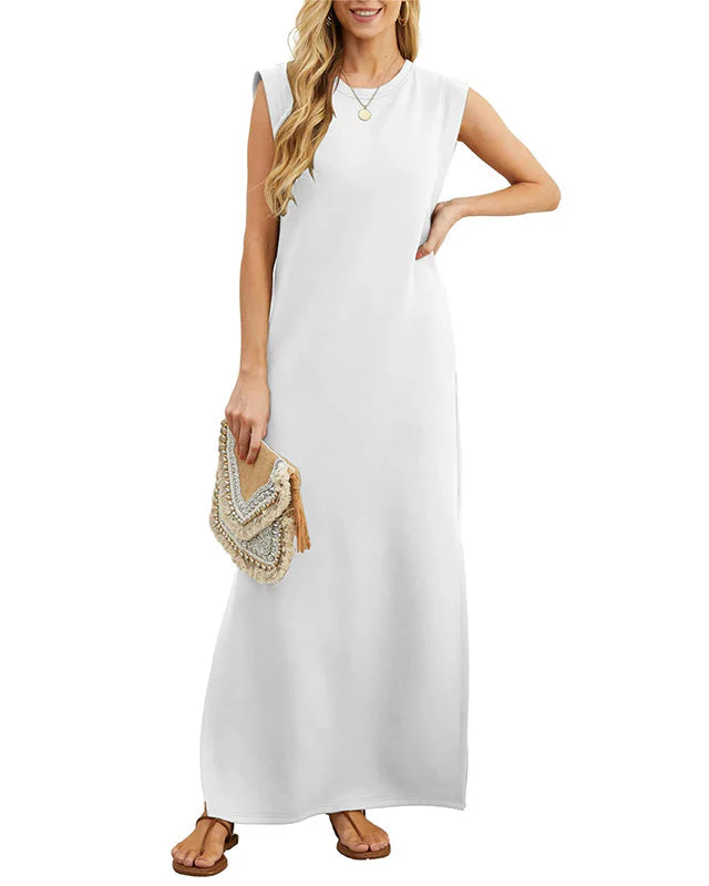 Anaïs | Élégante Robe Maxi Sans Manches pour Femmes avec Fente Latérale. – Image 4