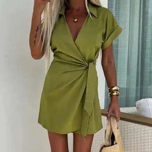 Anaëlle | Romper Sexy à Col V en Coton et Lin pour Femmes Élégantes