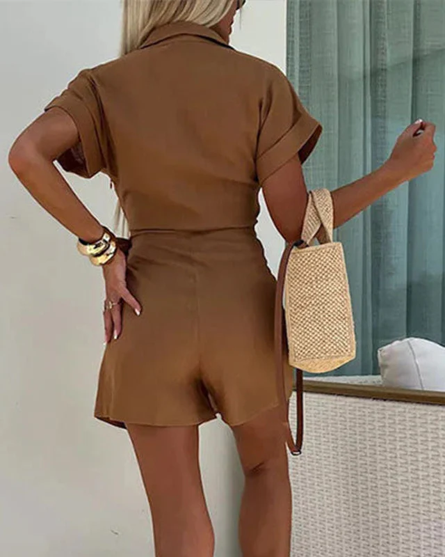 Anaëlle | Romper Sexy à Col V en Coton et Lin pour Femmes Élégantes – Image 6