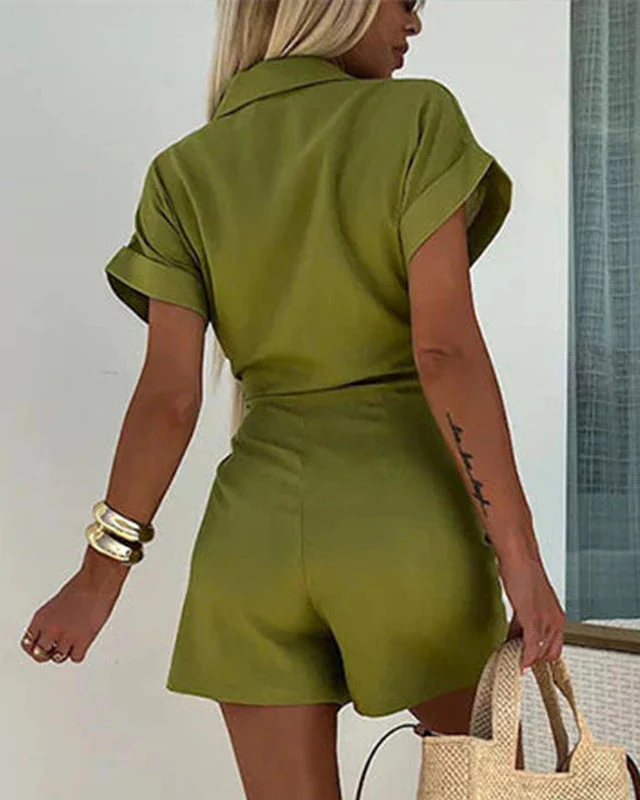 Anaëlle | Romper Sexy à Col V en Coton et Lin pour Femmes Élégantes – Image 7